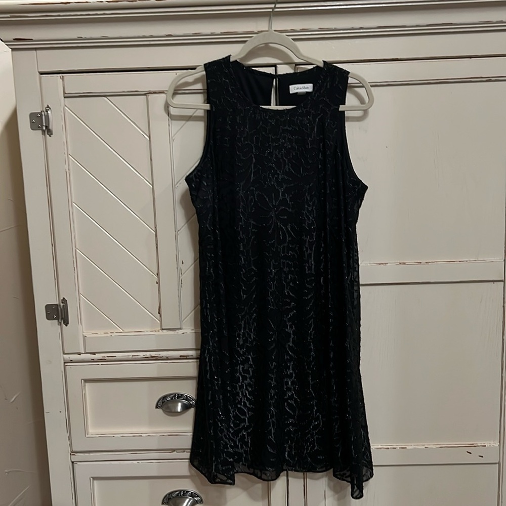 Calvin Klein black shimmer A line evening dress size 12